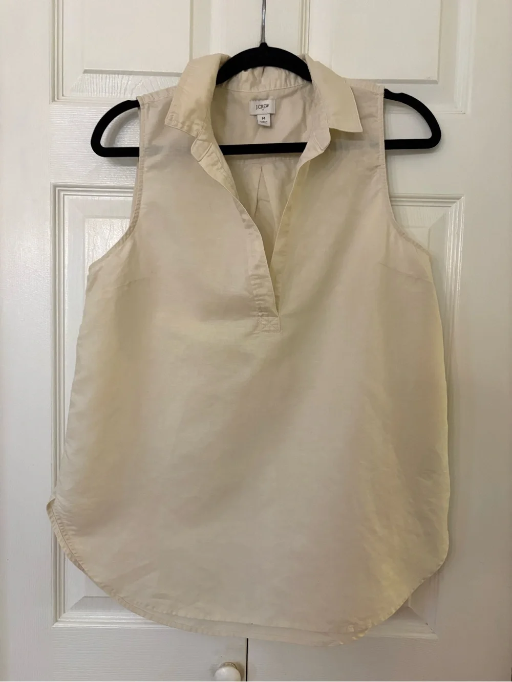 J. Crew Sleeveless Linen Blend Tunic Top Cream Medium